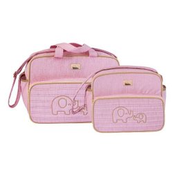Conjunto de Bolsa Maternidade Milão Elefante Matelassê Rosa Bebê - 1