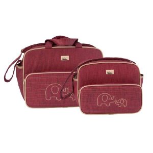 Conjunto de Bolsa Maternidade Milão Elefante Matelassê Vermelho