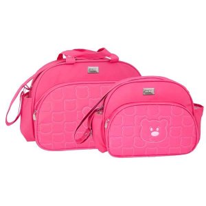 Conjunto de Bolsa Maternidade Prada Urso Rosa Pink