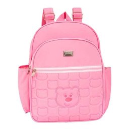 Mochila Maternidade Grande Prada Urso Rosa Bebê - 1