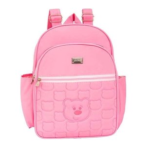 Mochila Maternidade Grande Prada Urso Rosa Bebê