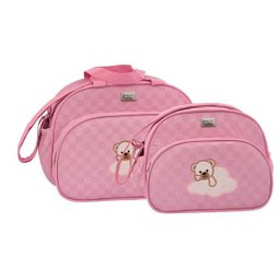 Conjunto de Bolsa Maternidade Urso na Nuvem Rosa - 1