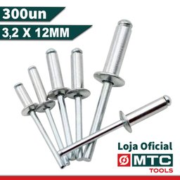 REBITE POP REPUXO 3,2 X 12 AÇO - IMPORTADA - 300pçs - 2
