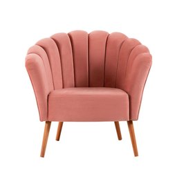 Poltrona Pétala Base Madeira - Rosa daf - 2