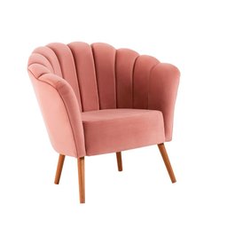Poltrona Pétala Base Madeira - Rosa daf - 1