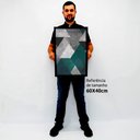 Ver imagem 2 de Quadro Decorativo Caixa Alta com Vidro Geométrico Cinza, Azul e Preto TaColado Moldura Preta 40x60cm