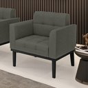 Ver imagem 1 de Poltrona Decorativa Karen Pés Fixo em Madeira Preto Linho Cinza Mesclado G19 - Gran Belo
