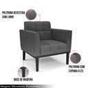 Ver imagem 3 de Poltrona Decorativa Karen Pés Fixo em Madeira Preto Linho Cinza Mesclado G19 - Gran Belo