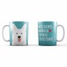 Caneca Pastor Canadense - Branco - Fundo Azul - 325ml - Cerâmica - Petquadros Pet quadro - 1