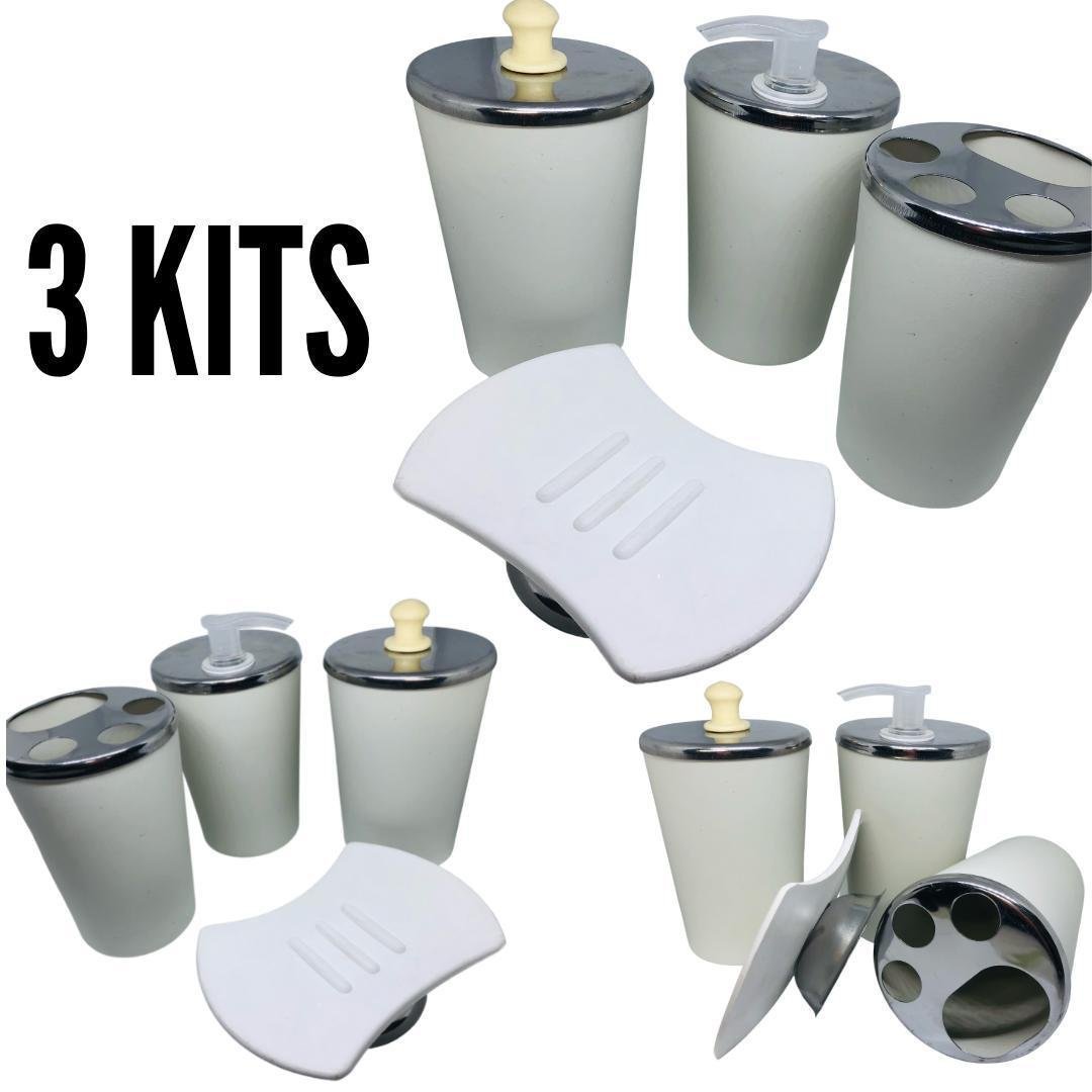 Kit Acessórios Para Banheiro Lavabo 3 Conjuntos Organizador - 3