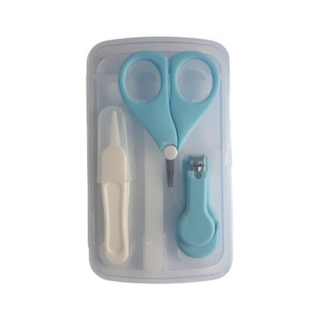 Kit Manicure Higiene do Bebê com Estojo Transparente Color Baby Azul