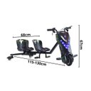 Ver imagem 2 de Drift Triciclo Elétrico Duplo 2 Assentos 250W Chave Buzina LED Freio Preto Importway BW388 Pt
