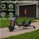 Ver imagem 6 de Drift Triciclo Elétrico Duplo 2 Assentos 250W Chave Buzina LED Freio Preto Importway BW388 Pt