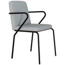 Ver imagem 1 de Cadeira Estofada para Sala de Jantar com Braço Loft Preto C01 Courino Saturno Off White - Lyam Decor