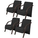 Ver imagem 1 de Kit 4 Poltronas 1 Lugar Vênus Pé Madeira Dsalla Corino Preto