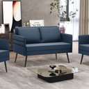 Ver imagem 7 de Namoradeira 02 Lugares Mari Suede Azul Marinho de Ferro