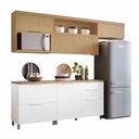 Ver imagem 1 de Armário de Cozinha Completa 100% Mdf 5 Portas 4 Gavetas Mariah Nesher Madeirado / Branco