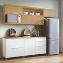 Ver imagem 4 de Armário de Cozinha Completa 100% Mdf 5 Portas 4 Gavetas Mariah Nesher Madeirado / Branco