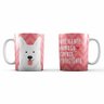 Caneca Pastor Canadense - Branco - Fundo Rosa - 325ml - Cerâmica - Petquadros Pet quadro - 1