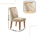 Ver imagem 3 de Mesa de Jantar Carolina com 6 Cadeiras Moderna Mobilia Veludo Creme/ Laminado