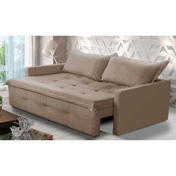 Sofá sem Caixa Retrátil e Reclinável 1,65m com Molas Maísa Suede Adonai Estofados - 1