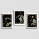 Ver imagem 1 de Kit 3 Quadros Místicos Animais Egípcios 33x24cm:Madeira preta