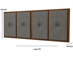 Painel Cabeceira Cama Box Queen 1,60 Estofado com Madeira- Várias Cores:Cinza - 2