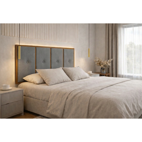 Cabeceira Queen 1,60cm Estofado com Madeira
