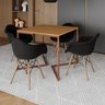 Jogo de Mesa Industrial Base Cobre Tampo Quadrado 90cm Canela com 4 Poltronas Estofadas Preto - 1