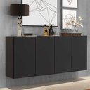 Ver imagem 3 de Aparador Buffet 4 Portas Suspenso Veneza Multimóveis V3594 Preto