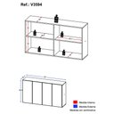 Ver imagem 5 de Aparador Buffet 4 Portas Suspenso Veneza Multimóveis V3594 Preto