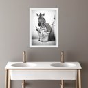 Ver imagem 1 de Quadro Banheiro Coleção Animais - Zebra 33x24cm:madeira Branca