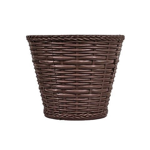 02 Vaso Cachepo Cesta Vime Plastico Colibri 23cm Tabaco