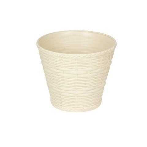 02 Vaso Cachepo Cesta Vime Plastico Colibri 23cm Marfim