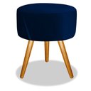 Ver imagem 1 de Puff Pufinho Redondo Pés Palito Suede Azul Marinho Recepção Sala Quarto - Bela Móveis