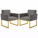 Ver imagem 1 de Kit 2 Poltronas Decorativas Reforçada para Recepção e Sala Cinza