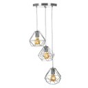 Ver imagem 2 de Lustre Pendente Luminária Diamante Aramado Triplo Cromado