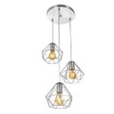 Ver imagem 1 de Lustre Pendente Luminária Diamante Aramado Triplo Cromado