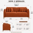 Ver imagem 4 de Sofá Living Nevada 3 Lugares 2,00m Veludo Terracota