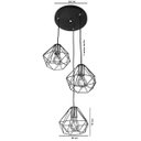 Ver imagem 3 de Lustre Pendente Luminária Diamante Aramado Triplo Preto