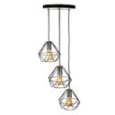 Ver imagem 2 de Lustre Pendente Luminária Diamante Aramado Triplo Preto