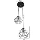 Ver imagem 3 de Lustre Pendente Luminária Diamante Aramado Duplo Preto