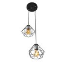 Ver imagem 1 de Lustre Pendente Luminária Diamante Aramado Duplo Preto