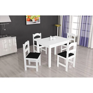 Mesa de Cozinha com 4 Cadeiras Digo.Casa Branco - 2