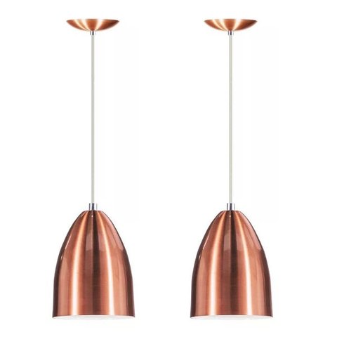 Kit 2 Lustre Pendente Luminária Cone de Alumínio New Cobre