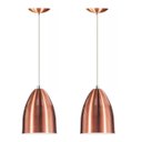 Ver imagem 1 de Kit 2 Lustre Pendente Luminária Cone de Alumínio New Cobre