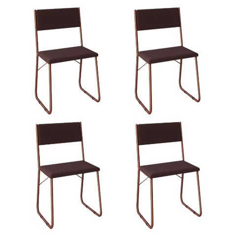 Kit 4 Cadeiras de Jantar Estofadas Angra - Cobre e Marrom