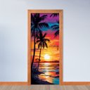 Ver imagem 2 de Adesivo de Porta - Coqueiro, Praia e Sol