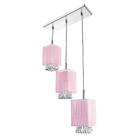 Lustre Pendente Cganza Triplo Quadrado Para Sala Rosa