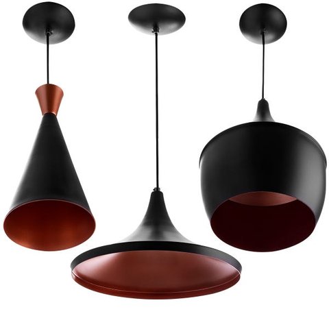 Conjunto 3 Lustres Pendente Tom Dixon Aluminio Preto